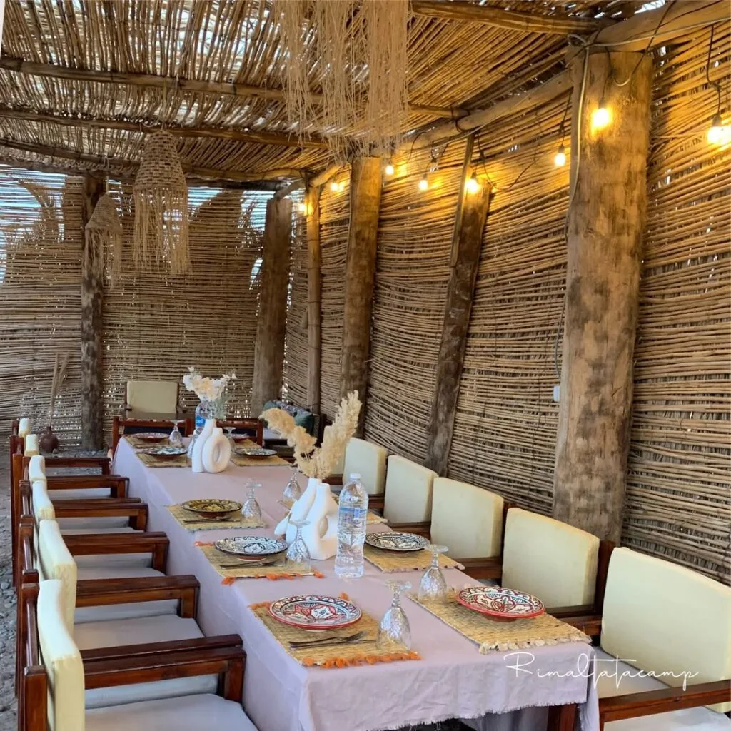 The shared dining table at Rimal Tata Camp