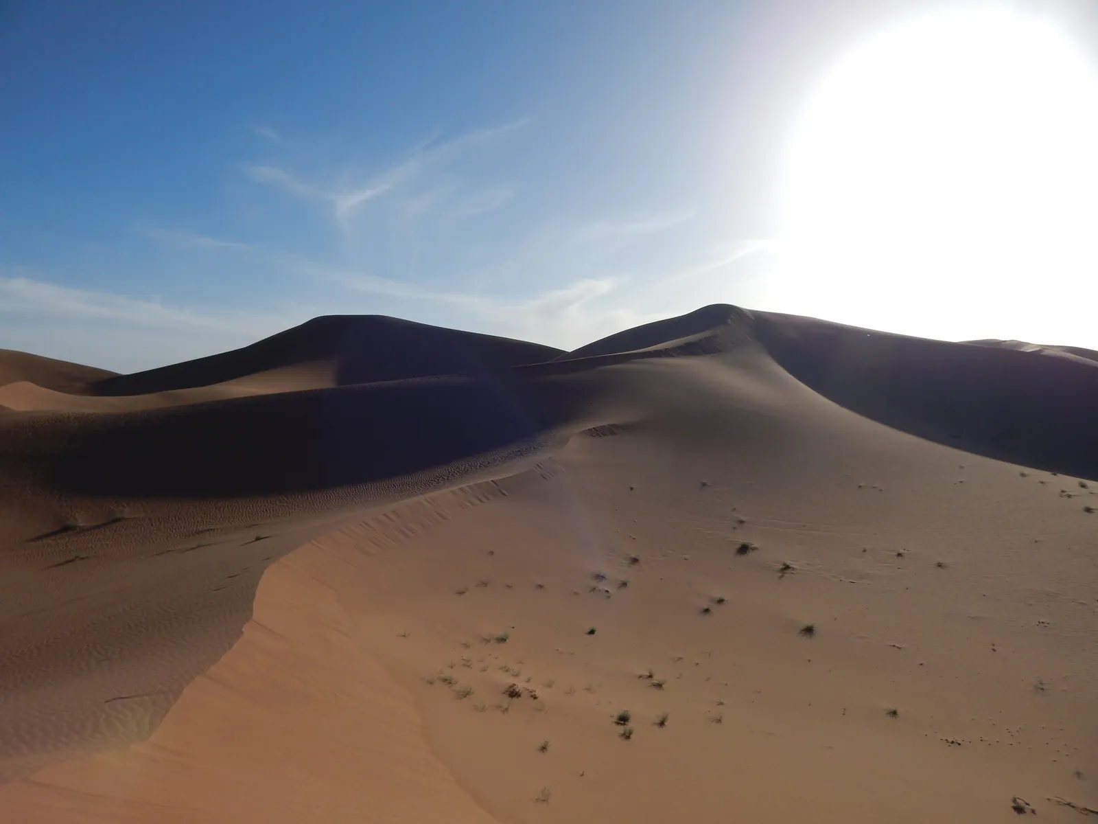Wind-shaped sand dunes at Erg Chegaga, Morocco
