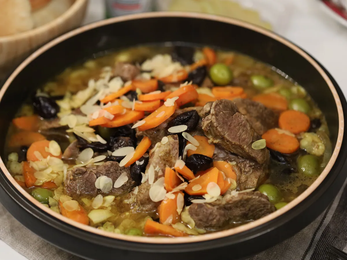Moroccan lamb and vegetable tajine, an illustrative dish rather than a confirmed workshop menu