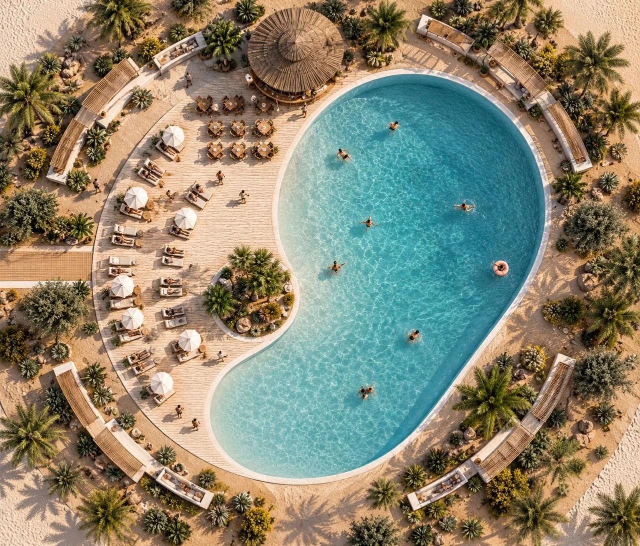 Aerial view of the future Rimal oasis and pool